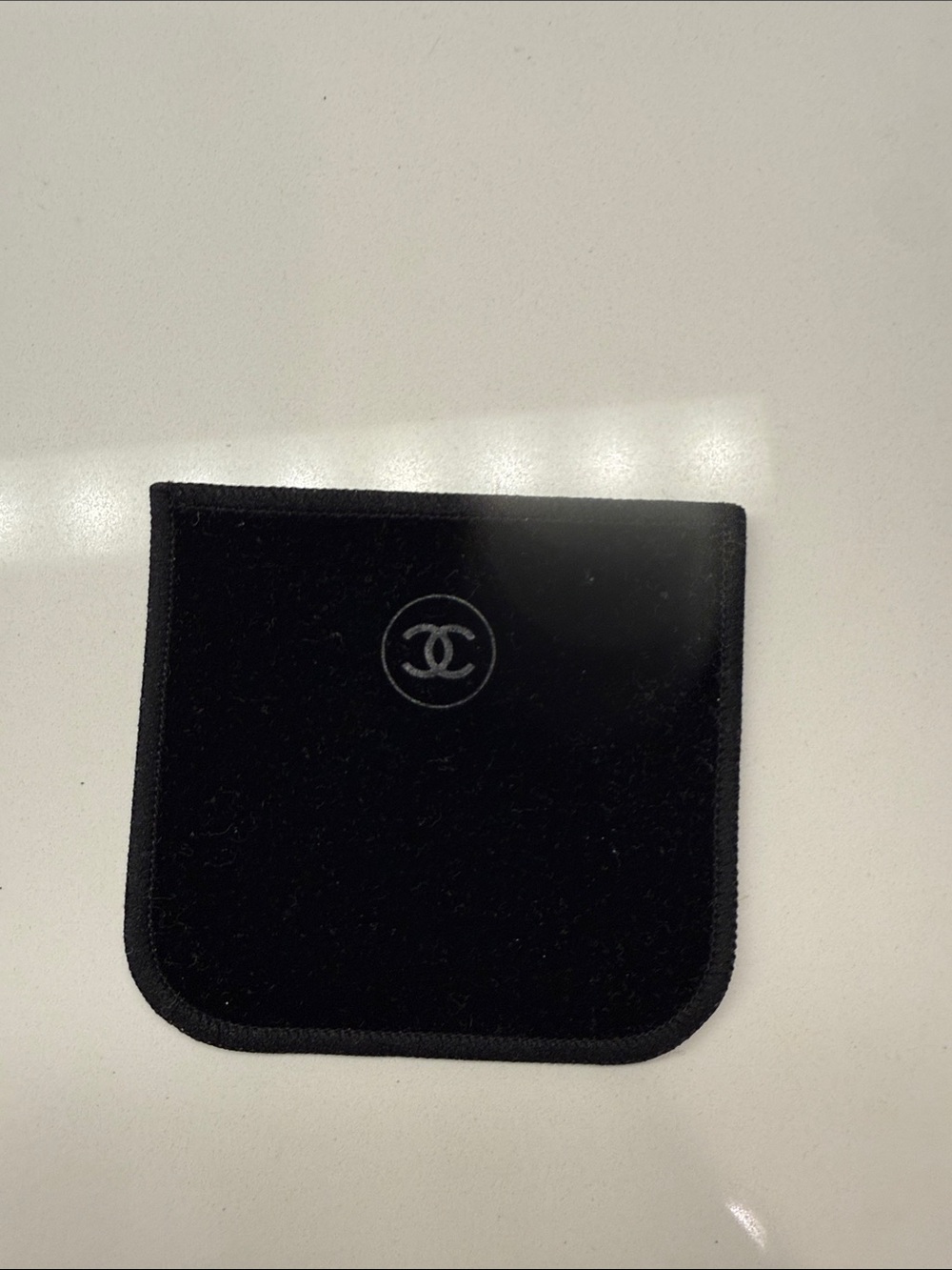 Chanel Small Black Velvet Pouch – CC Logo
